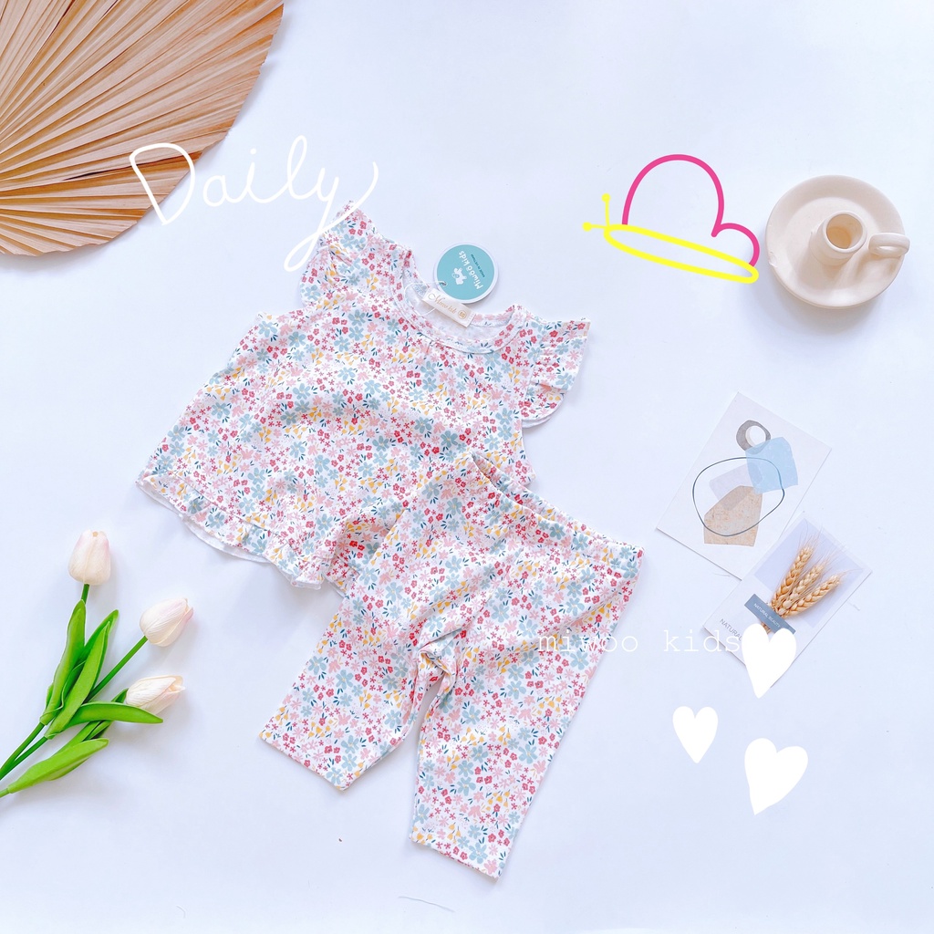 Bộ Bozip Cánh Tiên Bèo Họa Tiết Nhiều Màu Cho Bé Gái MINTSCLOSET Size Từ 1-5 Tuổi - DB8050