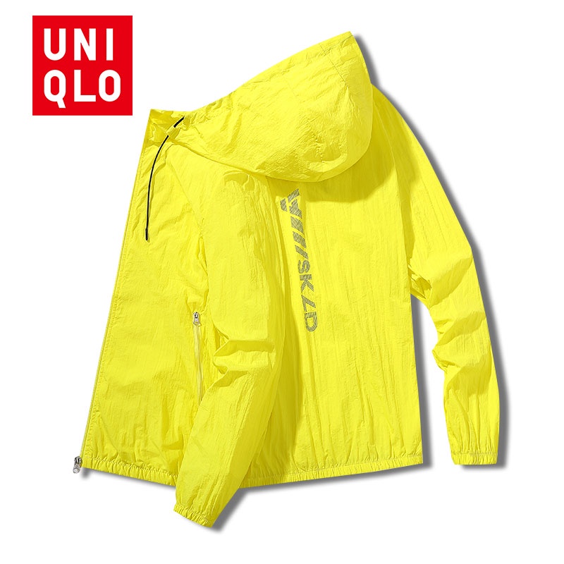 Áo Khoác Dù Nhẹ Nhàng Chống Tia UV Màu Trơn Có Túi Và Dây Kéo Uniqlo Bảo Vệ Cho Nam Nữ