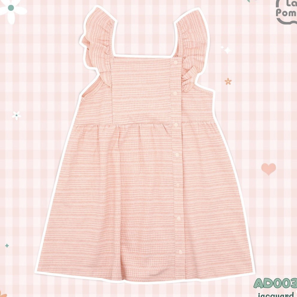 Váy đầm La Pomme sợi cotton cao cấp mềm mịn thấm hút tốt da trẻ em sọc trơn cam bé gái AD003