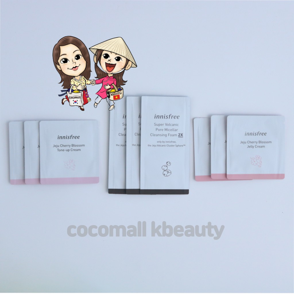 Combo 1 Set mỹ phẩm du lịch mini phong cách Hàn Quốc Innisfree  COCOMALL KBEAUTY