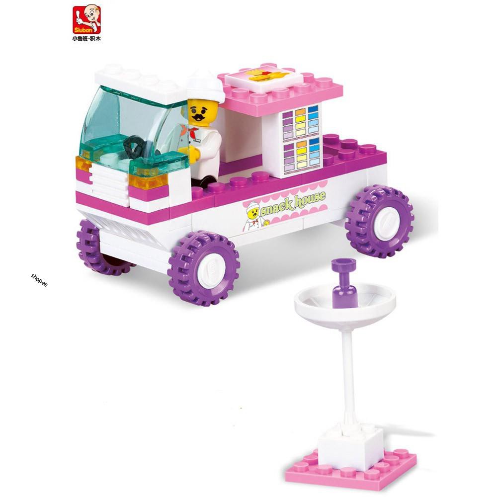 [Lego giá rẻ ]  Xếp hình lego con gái ⚡ Ảnh thật ⚡ Bộ Đồ Chơi Lắp Ráp Lego xe làm bánh snack gồm 102pcs Sluban 0155