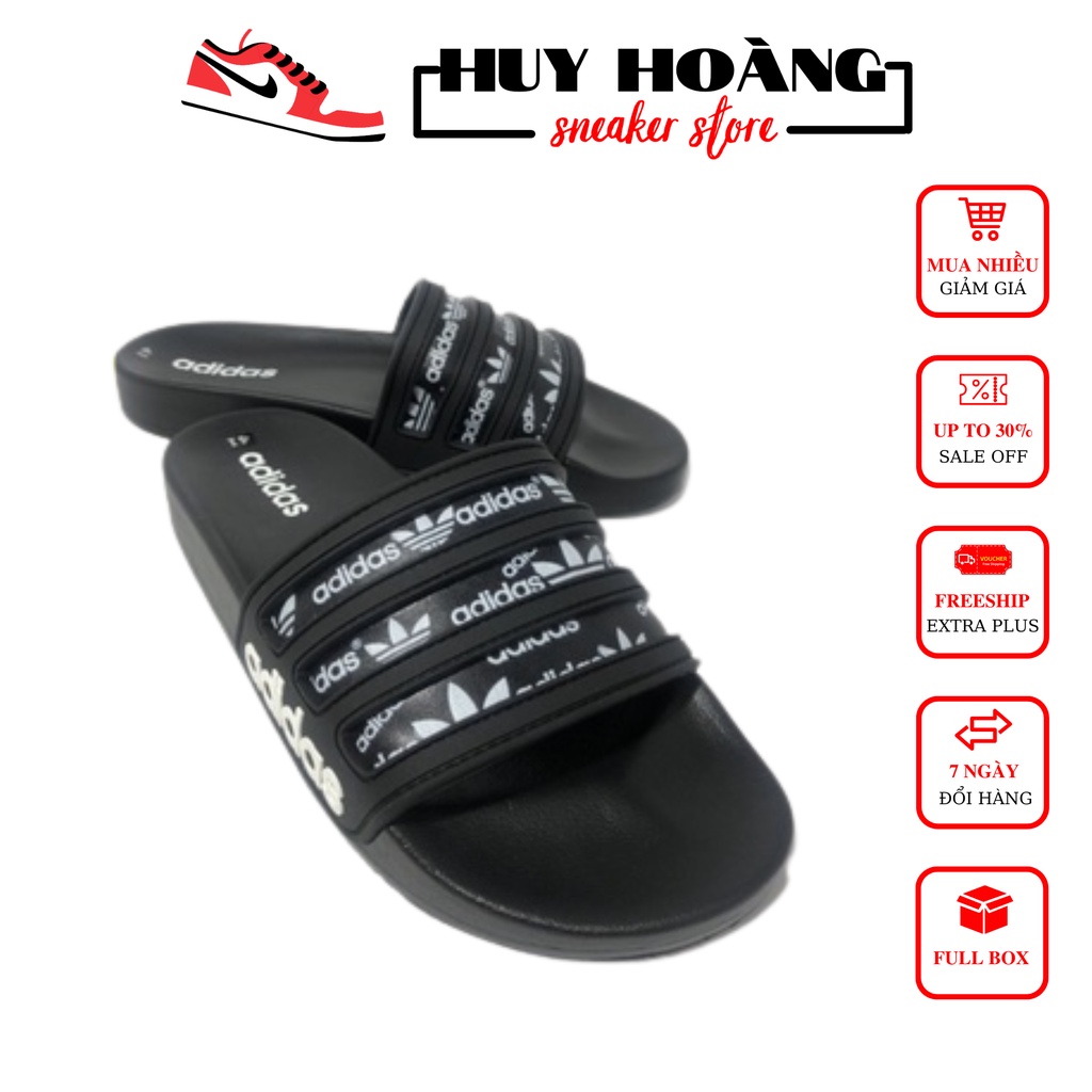 Dép nam Adidas quai ngang - Dép cao su nam Adidas đen cực đẹp Full Box