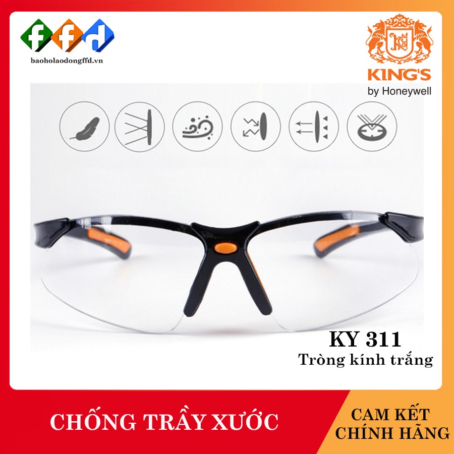 Kính bảo hộ King's KY311 mắt kính trắng, Kính chống tia UV, chống bụi, chống xước, dùng trong lao động, đi xe máy [FFD]