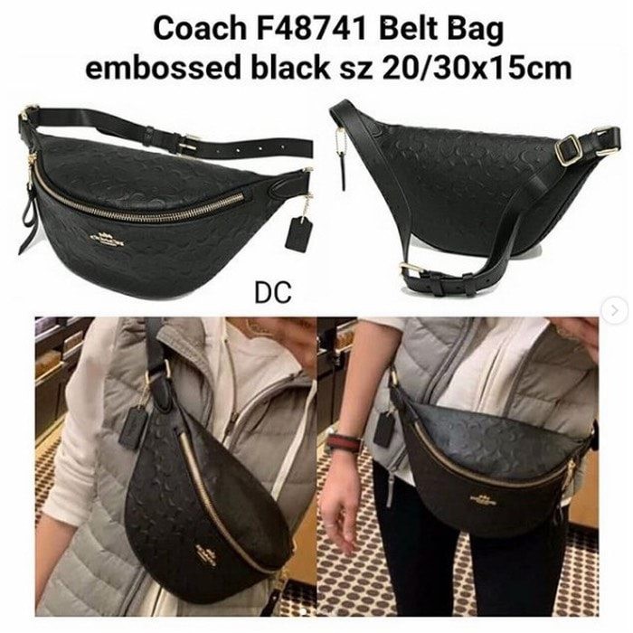 TÚI BAO TỬ COACH Signature Leather Belt Bag Fanny Pack F48741 IMBLK BLACK