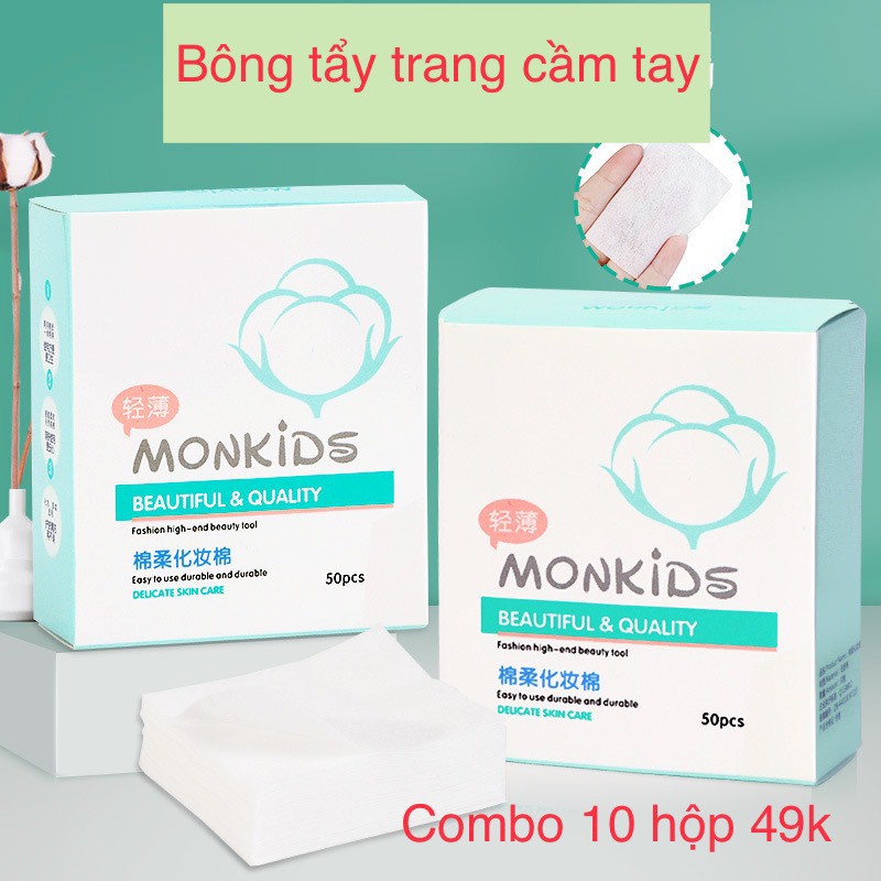 ( HOT NEW) Hộp bông tẩy trang mini cao cấp Monkids 3 lớp siêu mỏng, siêu tiợi thân thiện với các loại da. | BigBuy360 - bigbuy360.vn