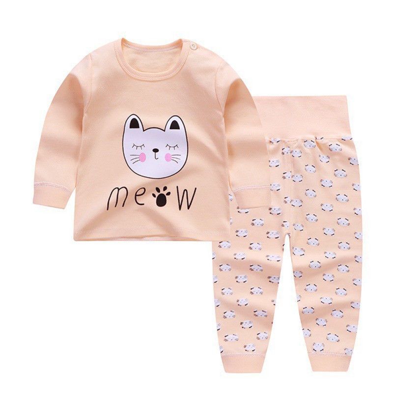 Set quần dài + áo dài tay chất liệu cotton ấm áp cho bé