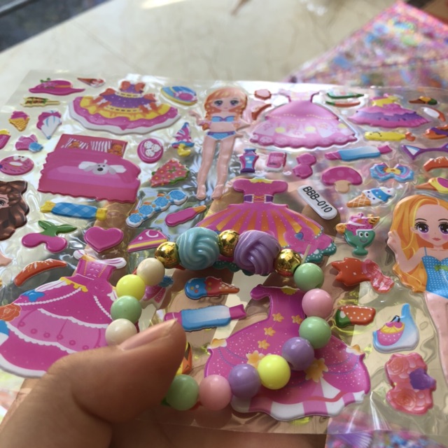 Sticker dán nổi thời trang kèm vòng tay hạt siêu hot