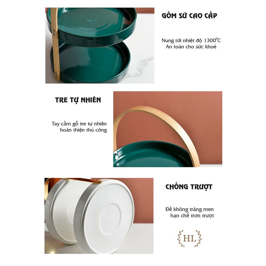 KỆ CAKE | 2 TẦNG SỨ KHUNG INOX VÀNG GƯƠNG DECOR HOME LUXURY