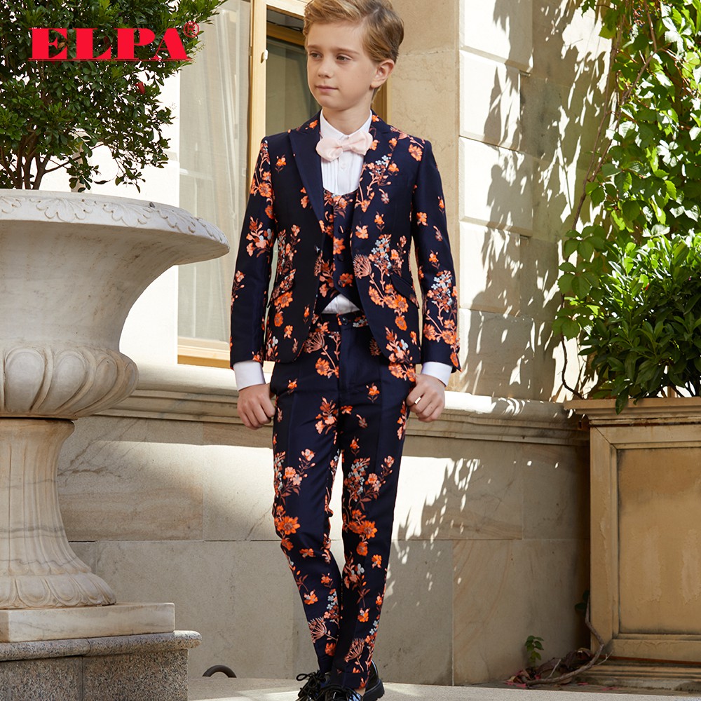 Bộ Vest - Bộ suit xanh thêu hoa cho bé trai - VEST SUIT NXS1093 | FLORAL NAVY