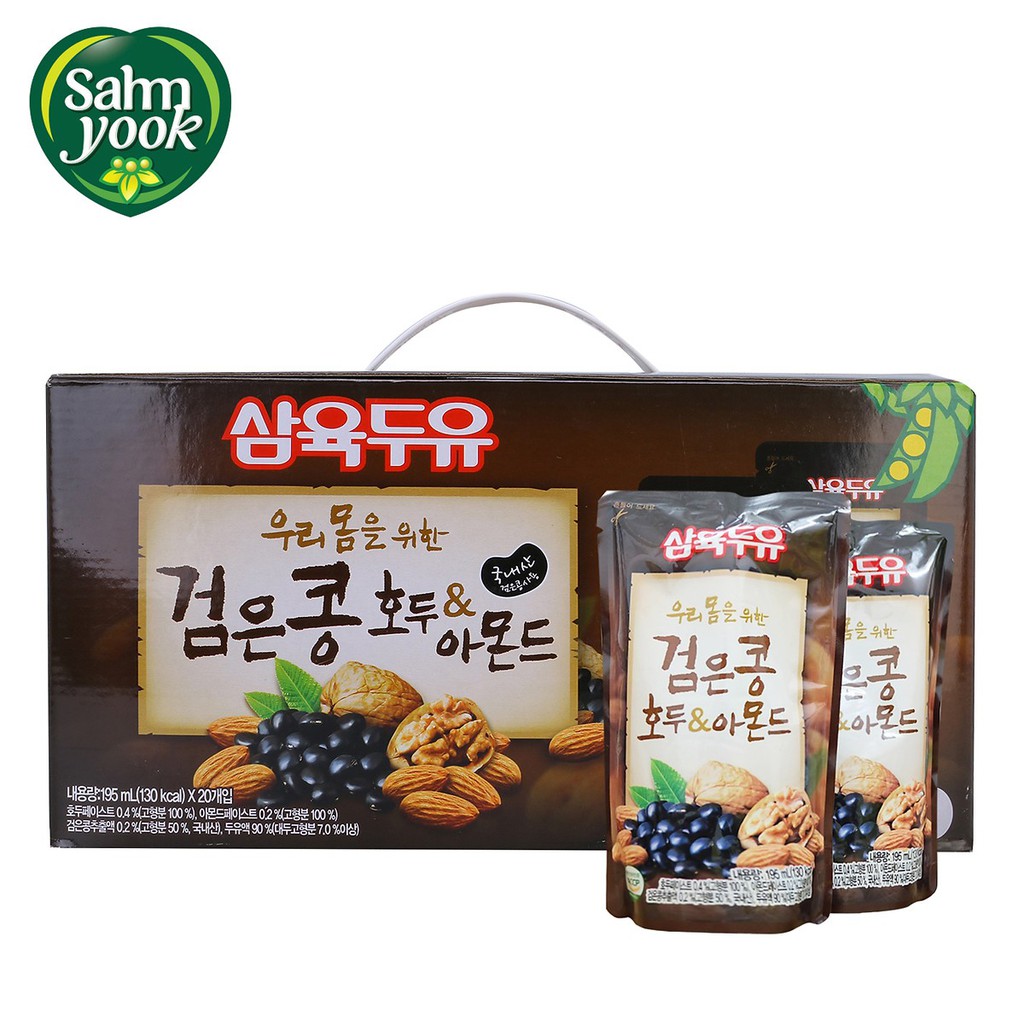 THÙNG 20 BỊCH SỮA ĐẬU ĐEN ÓC CHÓ HẠNH NHÂN SAHMYOOK FOODS