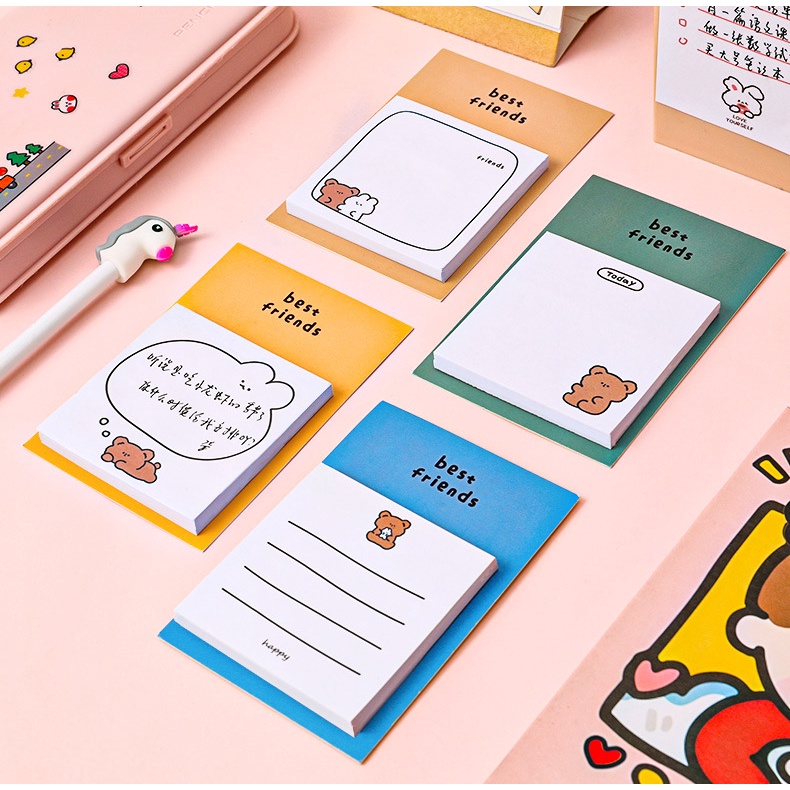 Giấy Note Best Friends 30 Tờ ghi chú DecorMe Giấy nhớ đáng yêu nhiều màu phụ kiện văn phòng phẩm NBD2