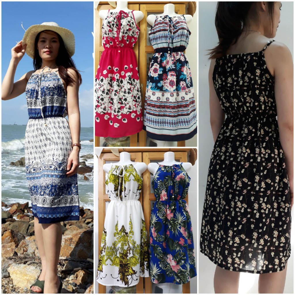 Đầm xốp cổ yếm ngắn