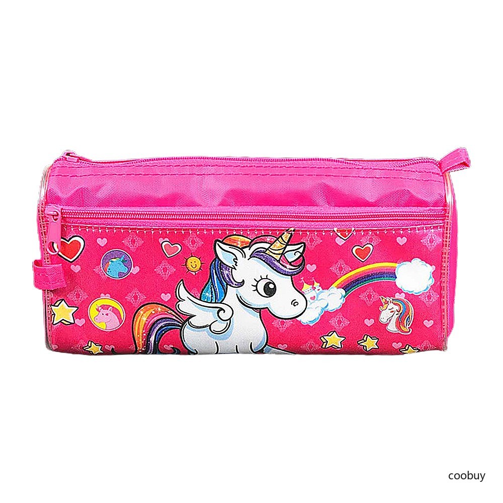 Túi đựng bút in hình mèo / Minion / Doraemon 2 ngăn đáng yêu