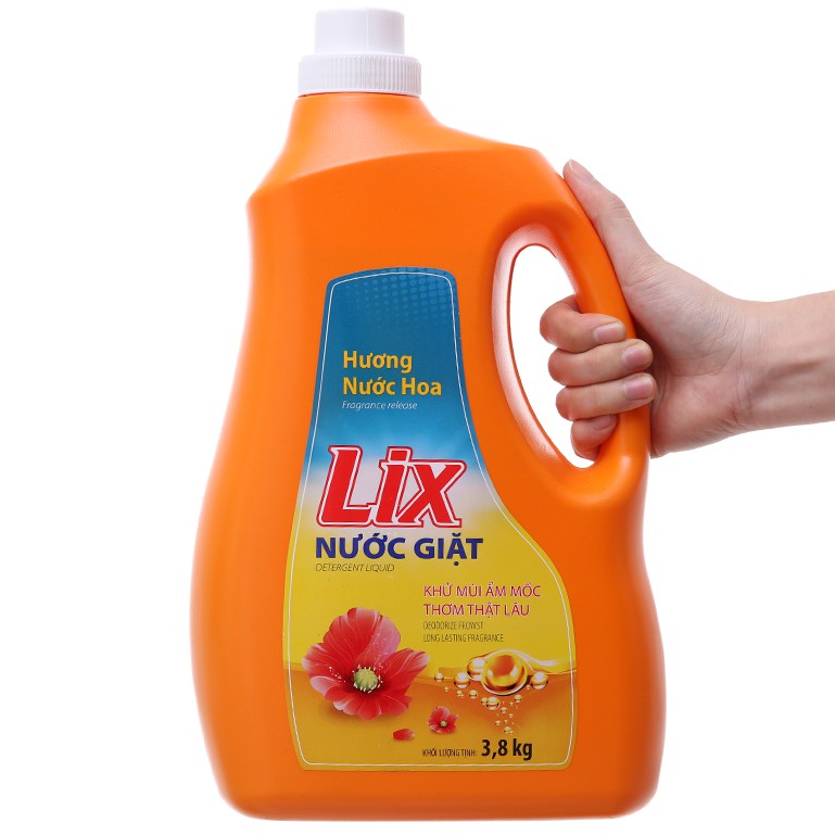 [PHÁ GIÁ] 3 can Nước giặt Lix 3,8kg đậm đặc giặt máy + giặt tay