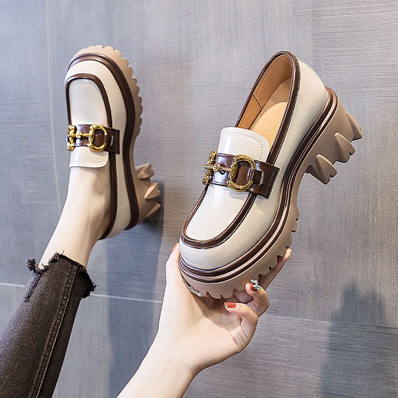 Giày Da Đế Dày Phong Cách Retro Thời Trang Cho Nữ