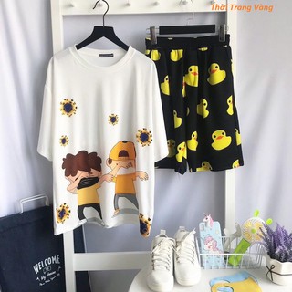 Sét bộ in hoạt hình và vịt con màu vàng siêu ngầu  TTSLA0153