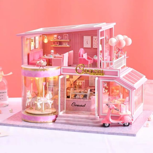 Kèm Mica và Nhạc - Mô hình nhà gỗ búp bê Dollhouse DIY - A073 Childhood Memory