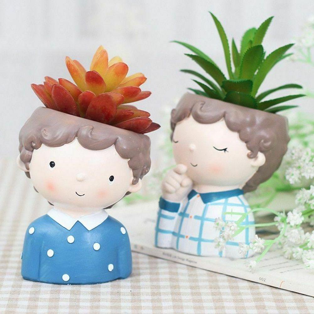 YIYU Chậu Cây Mini Bằng Resin Sáng Tạo Giá Đỡ