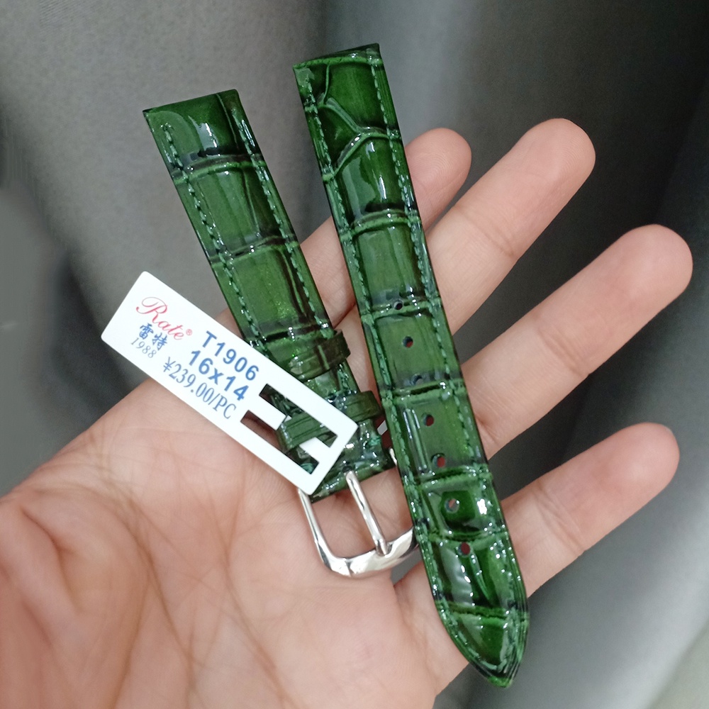 Dây đồng hồ da bóng Rate khóa bạc thay cho đồng hồ nữ size 12/14/16mm + TẶNG CHỐT DÂY