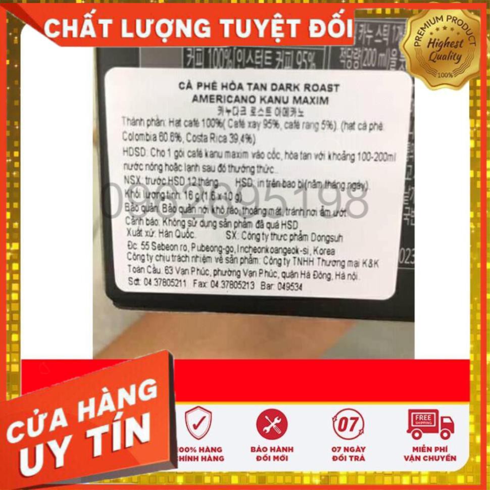 CÀ PHÊ HÒA TAN DARKROAST AMERICANO KANU MAXIM HÀN QUỐC HỘP 16G