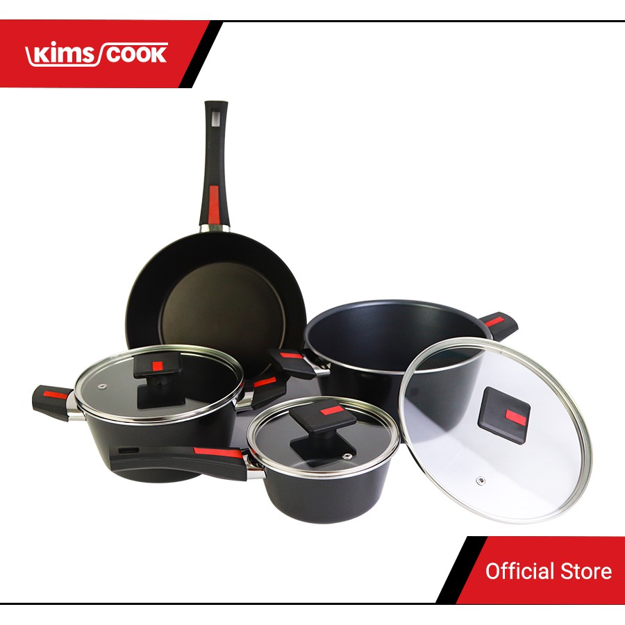 Bộ nồi chảo chống dính 2 mặt Kims cook Next Style đáy từ hợp kim nhôm phủ PTFE , hàng xuất khẩu Pháp