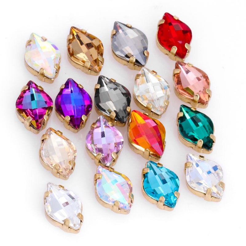 Hạt Cườm Hình Quả Chanh 9x14MM K9 Dùng Trang Trí Quần Áo