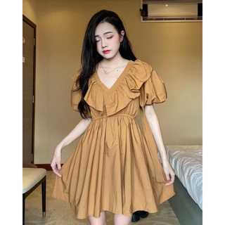 Váy sơ mi cổ bèo thắt nơ sau