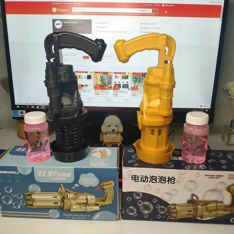 Đồ chơi bắn bong bóng xà phòng, súng bắn bong bóng xà phòng 8 nòng cho bé