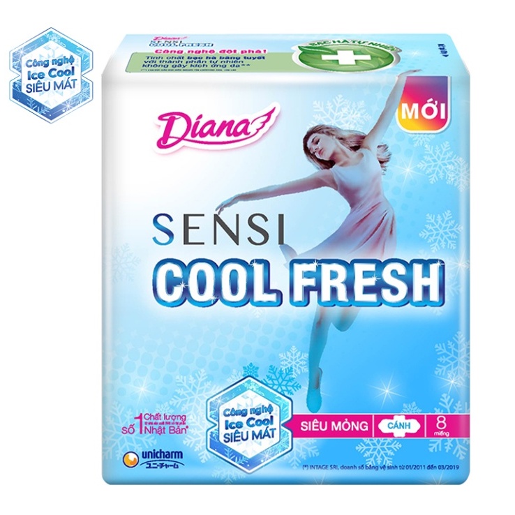 Băng vệ sinh Diana Sensi Cool Fresh siêu mỏng cánh gói 8 miếng