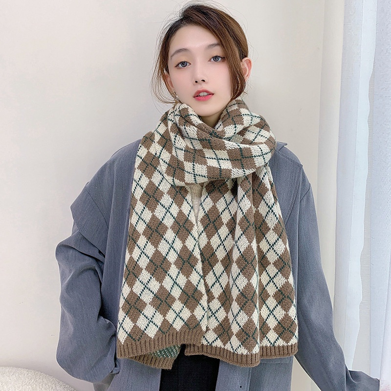 Khăn choàng cổ dài dày dặn họa tiết sọc caro 100 cái cho nữ