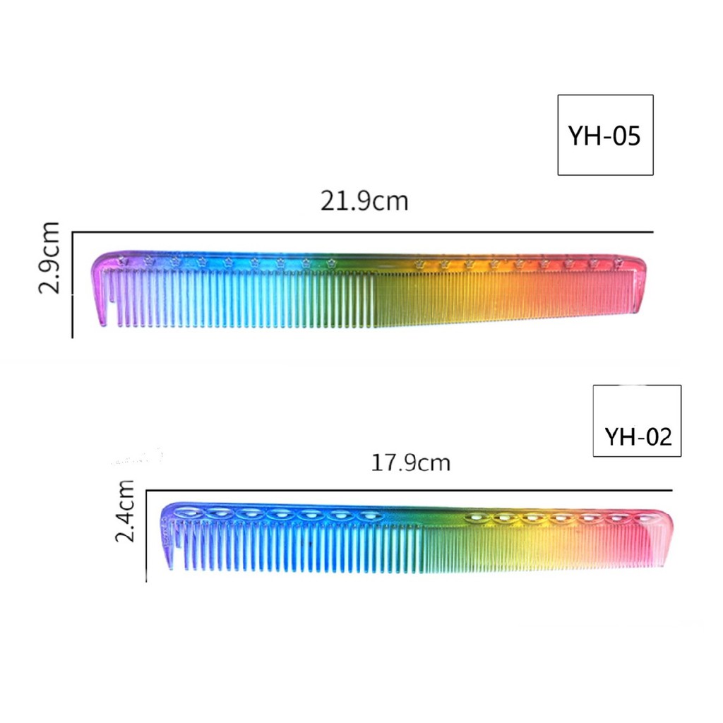 Lược cắt tóc nam nữ 7 màu 2 mẫu ngắn và dài loại thiếu 1 răng ngắn cầu vồng