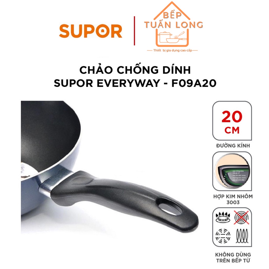 Chảo Sâu Lòng Chống Dính Supor F09A20 -20cm Size 20cm – Hàng Chính Hãng