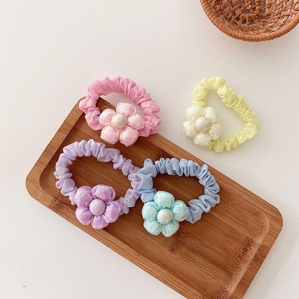 Dây Cột Tóc Cao Su Bọc Vải In Họa Tiết Hoa Đáng Yêu Hợp Thời Trang Cho Nữ