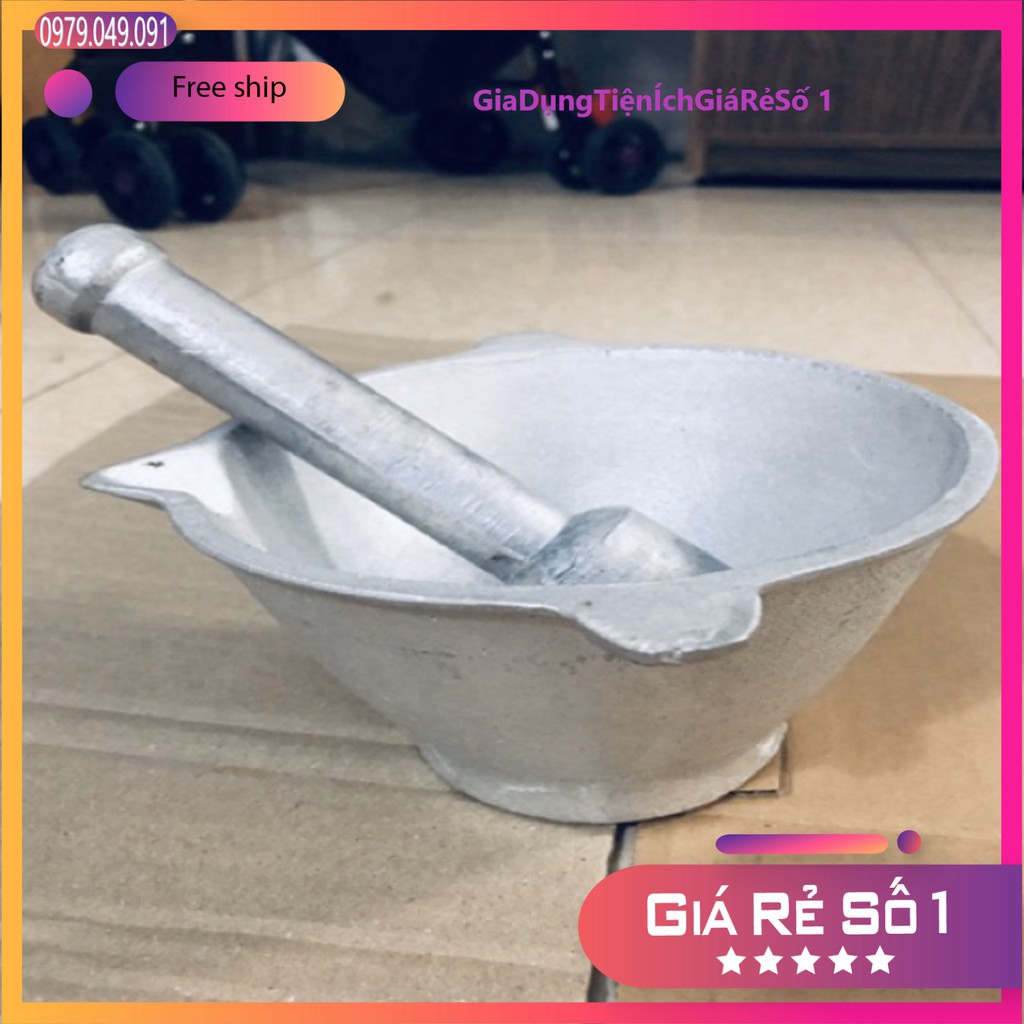 Bộ Cối Chày Gang Nguyên Khối Hàng Đẹp Dầy Dặn Miệng 15-17cm ⚡️⚡️⚡️⚡️⚡️