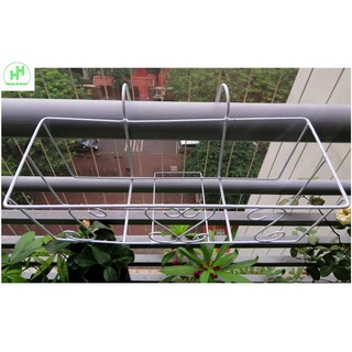 5 GIỎ SẮT Treo Chậu Hoa Ban Công Hình Chữ Nhật - Màu Trắng