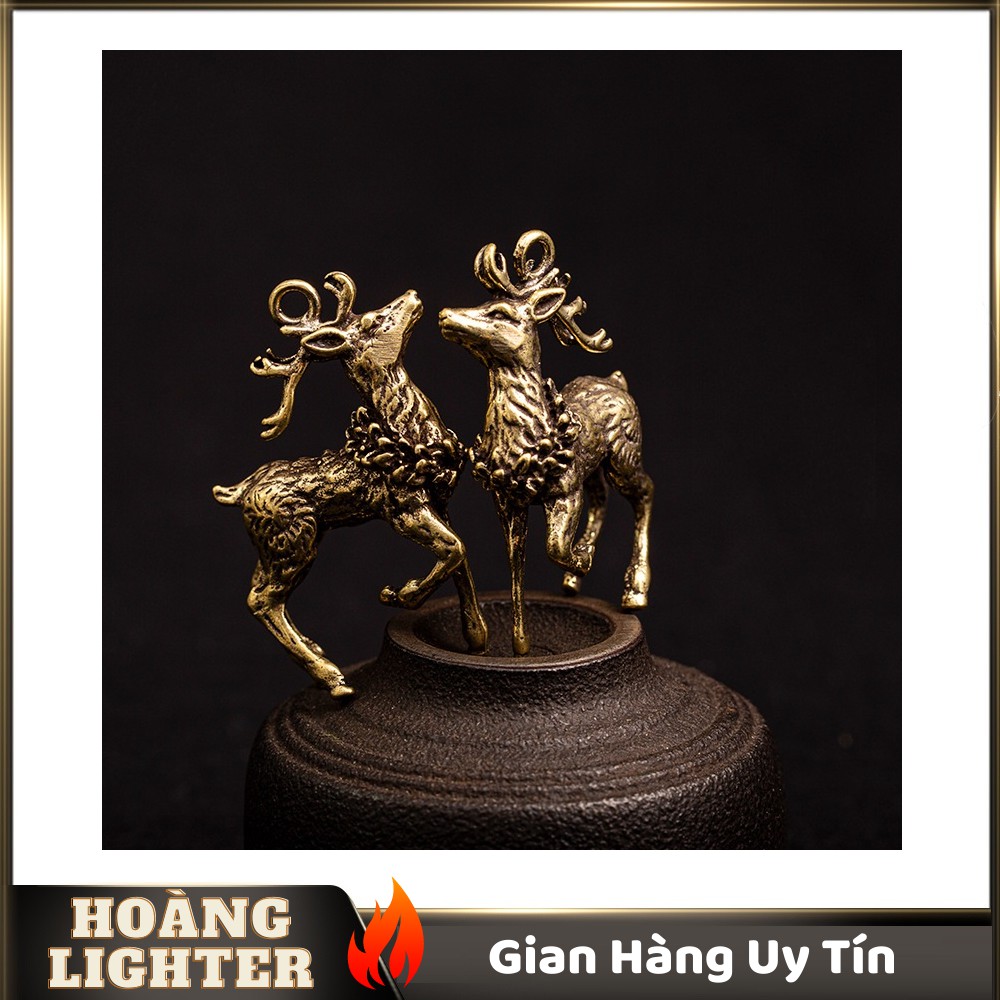 Tượng Đồng Phong Thủy Hình Con Hươu, Trang Trí Đem Lại May Mắn, Móc Khóa Mặt Dây Chuyền (Kích Thước: 4.5cm x 3.0cm)