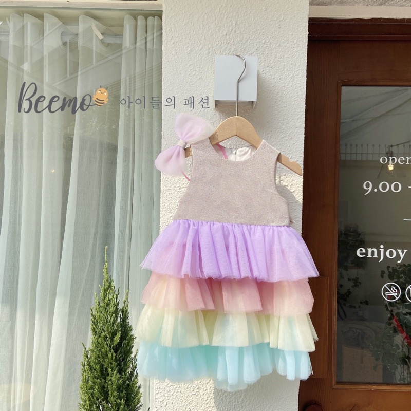 Váy kim tuyến phối ren kèm bờm 80-130
