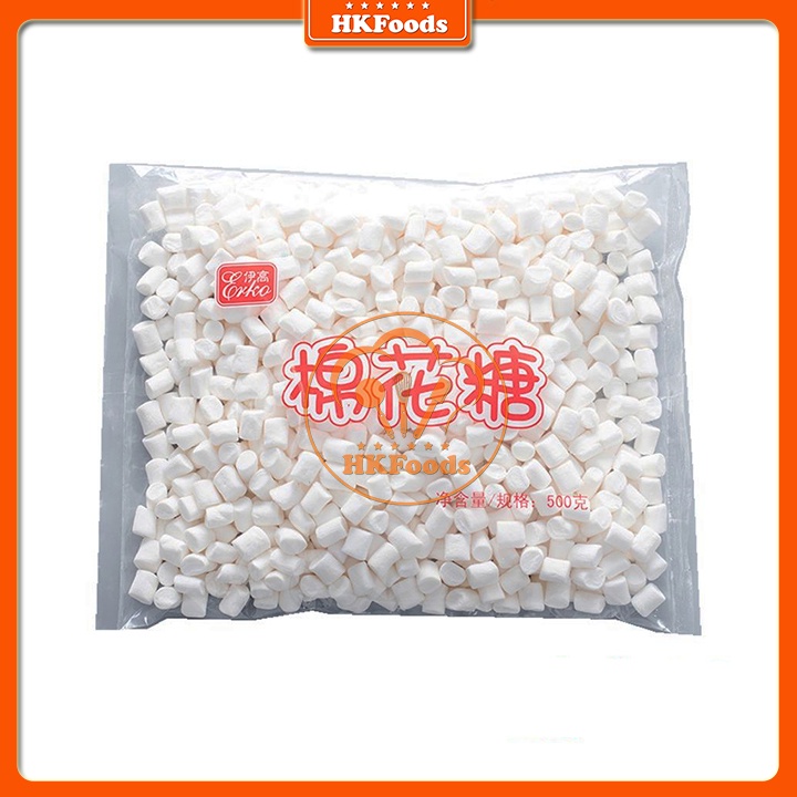 Kẹo dẻo xốp trắng Marshmallow 500g cực ngon cực mềm làm kẹo Nougat, trang trí bánh, đồ uống