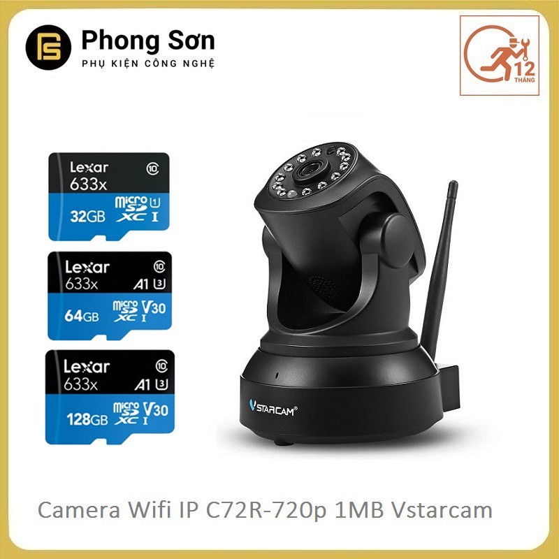 Camera Wifi IP Trong nhà C72R HD720p Vstarcam, màu đen chính hãng, Bảo hành 12 tháng | BigBuy360 - bigbuy360.vn