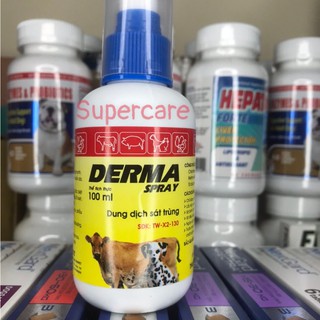 Derma Spray 100ml - Xịt vết thương ngoài da chó mèo