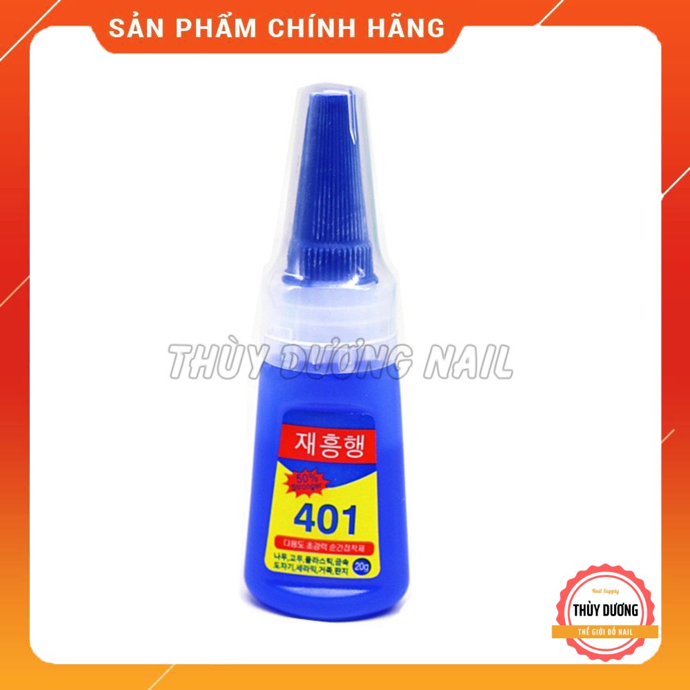 Keo 401 chính hãng loại tốt 2 nắp, dán móng siêu chắc 20g