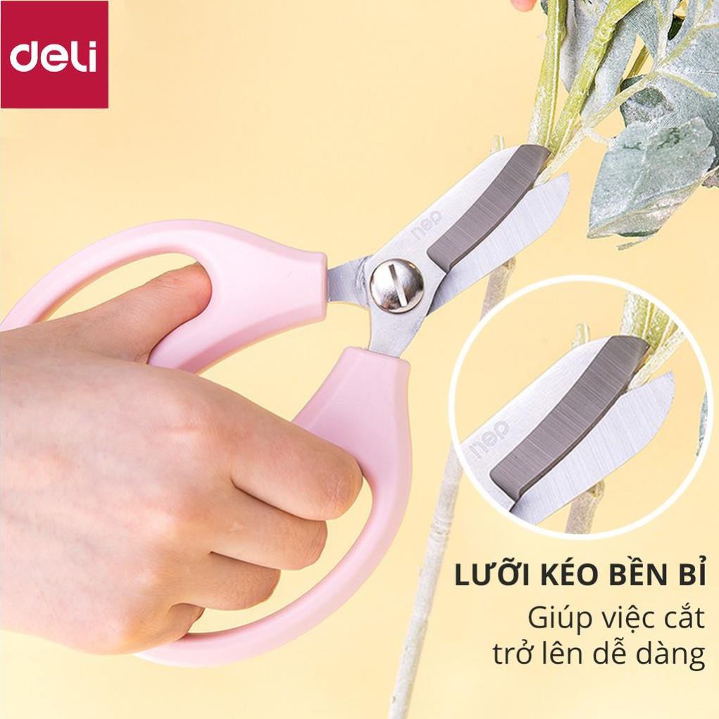 Kéo làm vườn cắt tỉa cành hoa Deli - cắt tỉa cành cây - hai màu Hồng và Xanh lam - 77751 [Deli]