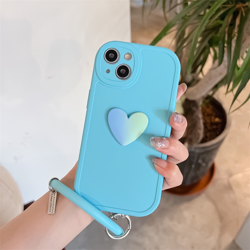 Ốp Điện Thoại Silicon Mềm Chống Sốc Phối Dây Đeo Tay Hình Trái Tim Nhỏ Cho iPhone 13 12 11 Pro Max X XR Xs Max ốp lưng iPhone