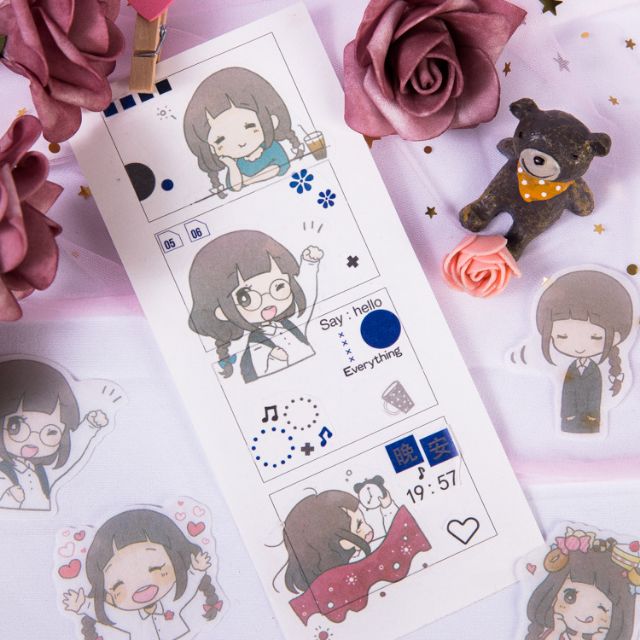 Túi 40 sticker, hình dán chipi trang trí sổ