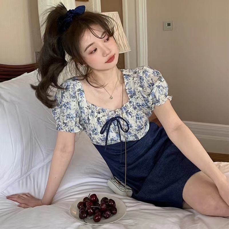 Đầm Nữ Dáng Ôm Họa Tiết Hoa Phong Cách Hàn Quốc Thời Trang Mùa Hè