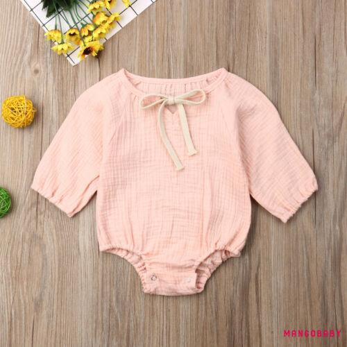 Áo liền quần bằng cotton lanh dễ thương cho trẻ sơ sinh