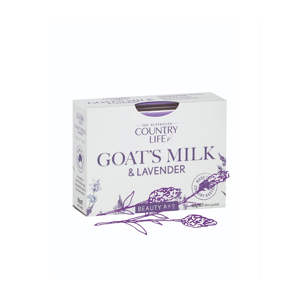 Xà bông cục Country Life Goat's Milk Úc 100g, chiết xuất kết hợp sữa dê và mật ong, oải hương, tầm xuân, đu đủ, trà xanh