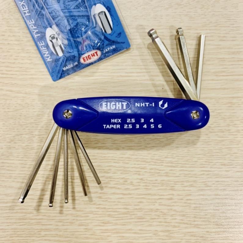 Bộ lục giác gập đa năng Eight Nhật NHT-1 - Lục giác xếp đầu thẳng, đầu bi 8 cỡ