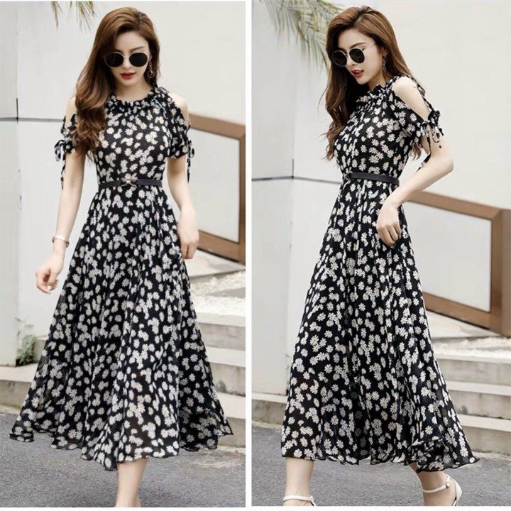 ĐẦM XÒE DÀI HOA CÚC HỌA MI HÀNG CAO CẤP BAO ĐỔI TRẢ