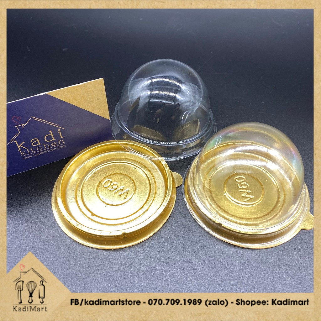 Hộp pet tròn đế vàng 🍩FREESHIP🍩 đựng bánh 50-75gr (10c) - Kadi Mart nguyên liệu & dụng cụ làm bánh